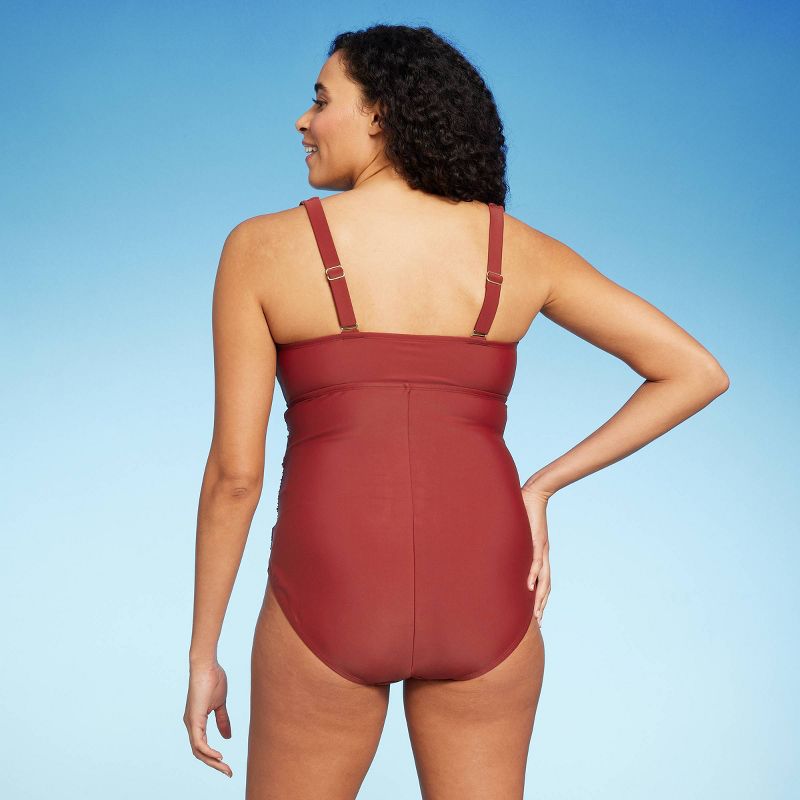 Women's Twist-Front Square Neck Full Coverage One Piece Swimsuit with Tummy Control - Kona Sol™, 5 of 17
