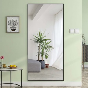 Wooakway Black/Gold/Silver Metal Full Length Mirrors Accent Wall Mirror Freestand Mirror with Bracket - 1 of 4