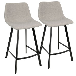 Faux Leather Industrial Counter Stool with Metal Frame and Footrest, Set of 2 for Kitchen or Home Bar - 1 of 4