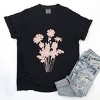 S.W.Smiley Pink Flower Silohuette - Women's Garment Dyed Graphic T-Shirt - 2 of 4