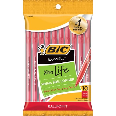 BIC Xtra Life Ballpoint Pens, 1.0mm, 10ct - Red
