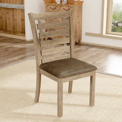 DOMETOUR Set of 2 Dining Chairs Modern Farmhouse Rustic Look Distressed Design Ladderback Solid Wood