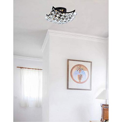 Corona 12-Inch Black and Crystal Flush Mount Light