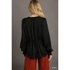 Slickblue Satin Baby Doll Top for Women, V-Neck with Ruffle Detail, Long Sleeve Blouse, Black/Wine/Sapphire, Size S-L - 4 of 4
