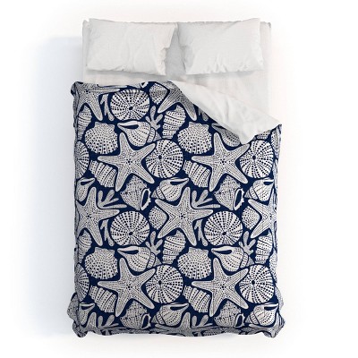 Deny Designs Heather Dutton Ocean Floor Nautical Shells Comforter Bedding Set Blue
