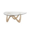 Olivia & May Cement Abstract Coffee Table with Abstract Wavy Base and Triangular Glass Top Beige - image 4 of 4