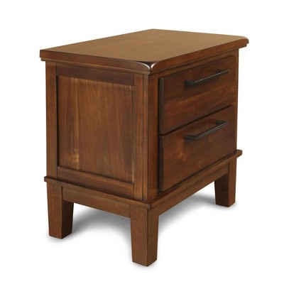 New Classic Furniture, Furniture Cagney Solid Wood 2-Drawer Nightstand in Chestnut Brown