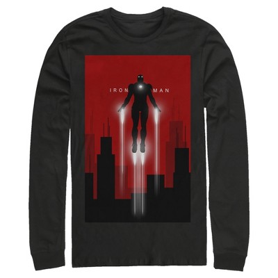 Men's Marvel Iron Man in Flight Long Sleeve Shirt - Black - Medium