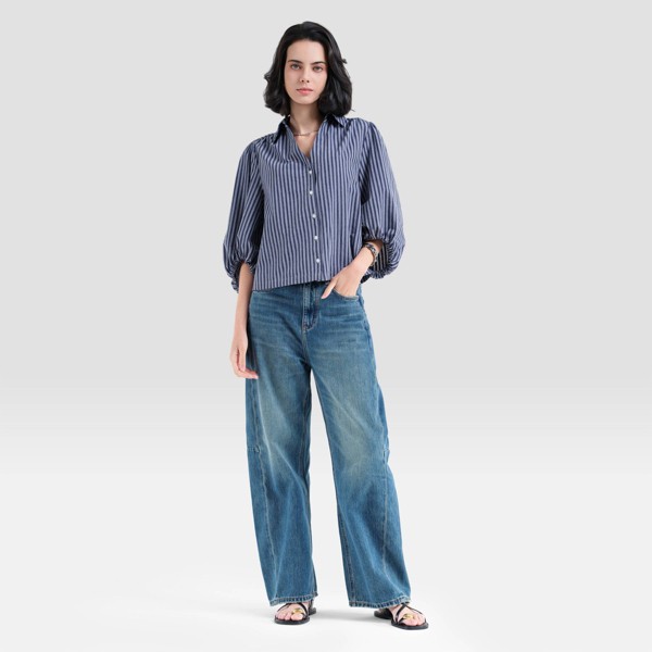 Blusa de cuello con botones y mangas abullonadas para mujer - A New Day™ 3
