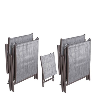 2-Person Black and Gray Aluminum Adjustable Chaise Lounge Set with Table
