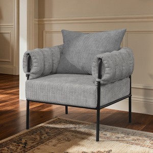 Huxxion Modern Accent Chair, Comfy Corduroy Armchair with Metal Frame, Reading Chair for Living Room, Bedroom, Balcony - 1 of 4