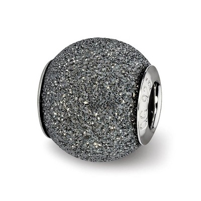Black Bow Jewelry Sterling Silver Grey Laser Cut Bead Charm