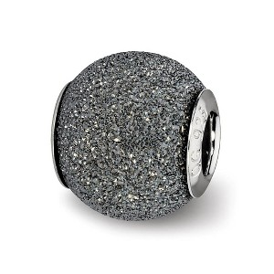 Black Bow Jewelry Sterling Silver Grey Laser Cut Bead Charm - 1 of 3