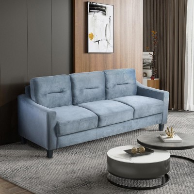 INFURNIC Sofas Comfortable Sectional Couch Plush Cushions Modern Design Sturdy Frame for Living Room Bedroom Office, Grey, 76.7"*29.1"*34.4"