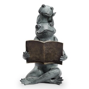 SPI Home Eager Readers Garden Sculpture – Metal Art for Outdoor Décor, Whimsical Animal Statue, 18.5" Tall Book Lovers Accent - 1 of 3