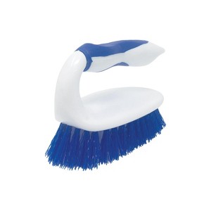 Lola Products Iron Shaped Handled Scrub Brush, Ergonomic Handle, No Slip Grip, Fiber Bristles, Heavy Duty Tile & Floor Cleaner, 1 Pack - 1 of 4