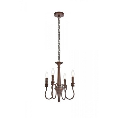 Elegant Lighting Flynx 4 lights pendant in weathered oak