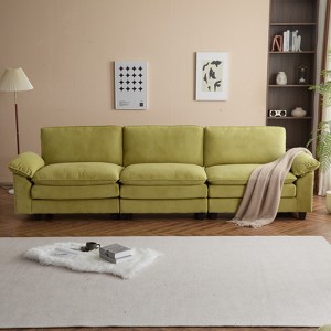 GlasFlength Sectional Sofa, Modular Couches with Comfy Upholstered, Fabric Couch with High Supportive for Living Room, Green, 35.8"*30.31"*7.50 - 1 of 3