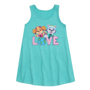 Girls' - Paw Patrol - Love Earth Graphic Sleeveless Aline Dress - 1 of 4