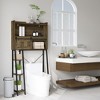 HOMCOM Over the Toilet Storage Cabinet, Over Toilet Bathroom Organizer with Sliding Door, 3 Storage Compartments and 4 Open Shelves - 3 of 4