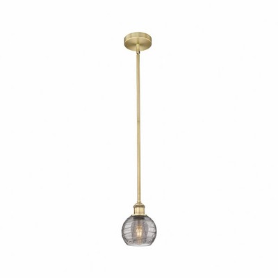 Athens Deco Swirl - 1 Light Stem Hung Mini Pendant In Industrial Style-7.63 Inches Tall and 5.88 Inches Wide