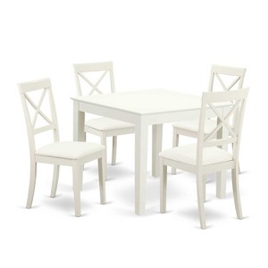HomeStock 5-Pc Linen White Finish Solid Wood Top - Dining Room Set - Seats 4 - 1 of 4