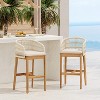 Christopher Knight Home Lagna Modern Patio Acacia Wood Woven Rope Barstools (Set of 2) - 2 of 4