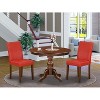 3-Piece Mahogany Finish Solid Wood Top-Dining Room Set with High Back-Seats 4 - 2 of 4
