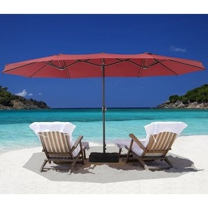 15FT Extra Large Rectangular Patio Umbrella, Outdoor Double Sided Rectangular Market Umbrella With Stand, With Base, Heavy Duty Cantilever Design - 1 of 4