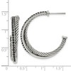Black Bow Jewelry 5mm Antiqued Twisted & Black CZ Hoops in Stainless Steel, 34mm - 3 of 4