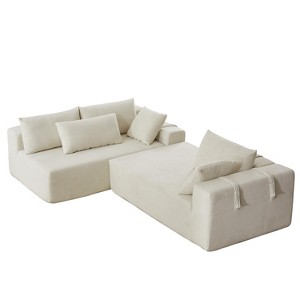 TiramisuBest 132" Modular L-Shaped Upholstered Sectional Sofa Set w/ 6 Pillows & Free Combination for Living Room & Bedroom,Green - 1 of 4