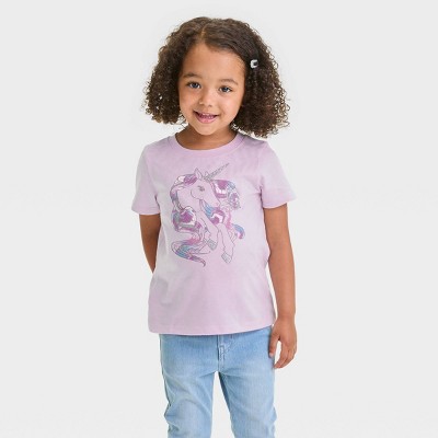 Girls' Short Sleeve 'Unicorn' Graphic T-Shirt - Cat & Jack™ Light Peach XS