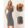 Allegra K Women's Sleeveless Tweed Halter Neck Lace Up Backless Pencil Dresses - 2 of 4