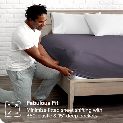Dusty Purple Organic Cotton Twin XL Fitted Sheet with Sateen Weave