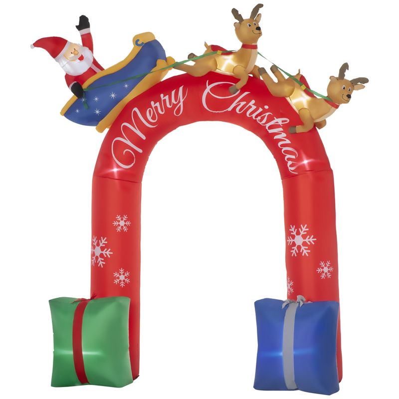 Outsunny 9ft Christmas Inflatables Outdoor Decorations Arch with Santa Claus Riding a Sled, Blow-Up LED Yard Christmas Decor for Garden, Lawn, Party, 4 of 7