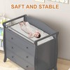 Baby Changing Table Dresser, Nursery Dresser Chest, Wood Diaper Changing Station, with Changing Table Top, Safety Rails, 3 Drawers - 4 of 4