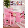 Kids Art desk, Large Kids Craft desk with 2 Chairs, Multi-Functional Art Desk with Storage Shelves for Children Room, Kindergarten, Playroom,School - 2 of 4