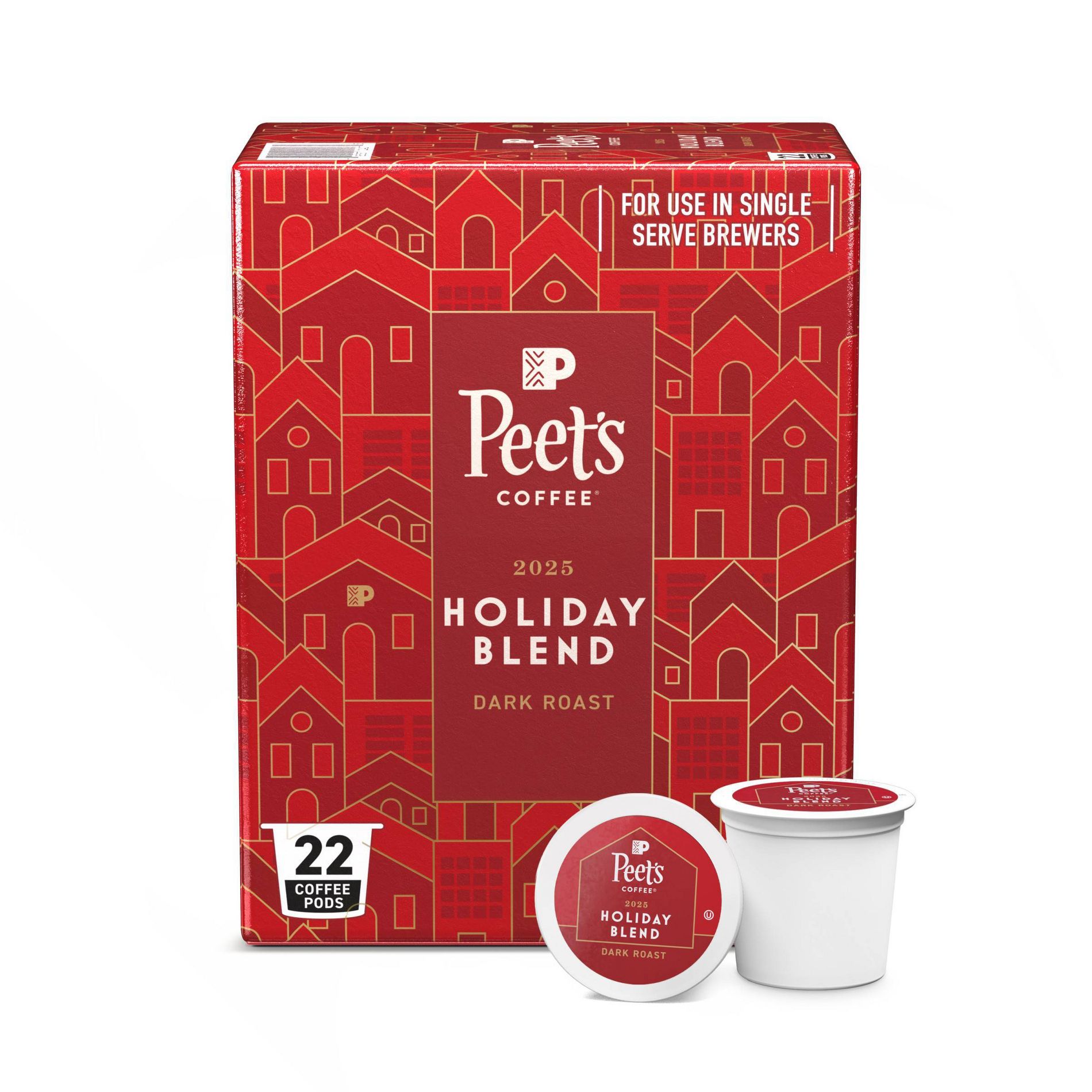 Peet's Coffee Holiday Blend Dark Roast Single Serve Coffee Pods - 22ct