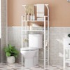 Over Toilet Storage 2 Tier Bathroom Organizer Shelves with Hooks Multifunctional Vertical Toilet Shelf Storage Rack White - 2 of 4