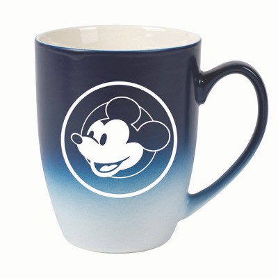 Elanze Designs Steamboat Willie Face Two Toned Ombre Matte 10 ounce New Bone China Coffee Tea Cup Mug, Navy Blue and White