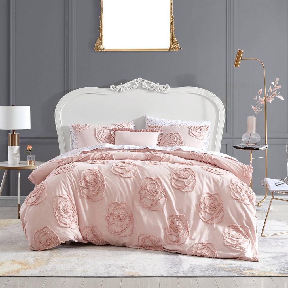 Photos - Bed Linen 3pc Twin Rambling Rose Duvet Cover Bonus Set Pink - Betseyville