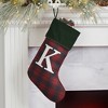 Personalization Mall Christmas Plaid Initial Christmas Stocking, Green Cuff - 2 of 2