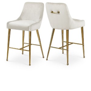 Meridian Furniture,Owen Cream Velvet Stool, Set of 2 - 1 of 4