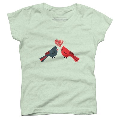 Girl's Design By Humans Birds in Love By sagaciousdesign T-Shirt