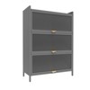 Metal Standing Storage Cabinet, 3 Level Storage with Fluted Flip Doors, Suit for Kitchen, Living Room, Bedroom, Bathroom - 3 of 4
