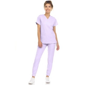 MediChic Womens 8-Pocket Scrubs Set- V-Neck with 4-Pocket Jogger Scrub Pants - 1 of 4
