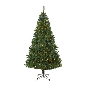 Nearly Natural 8-ft Northern Tip Artificial Christmas Tree with 450 Clear LED Lights - 1 of 4