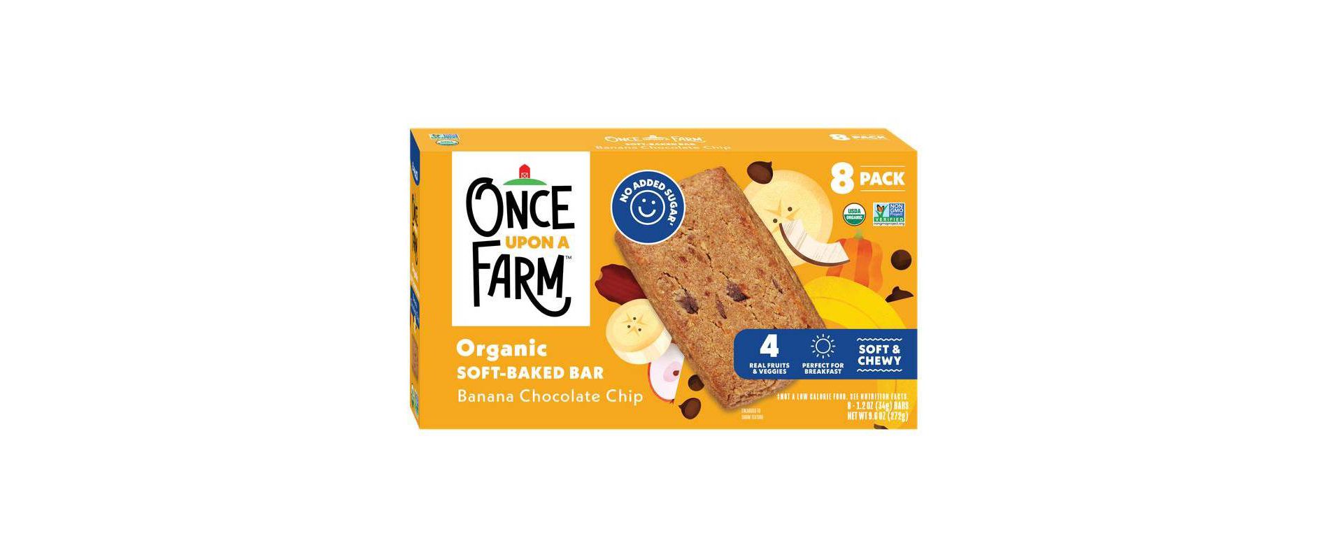 Once Upon a Farm Snack Bars Banana Choc Chip Oat - 9.6oz/8ct