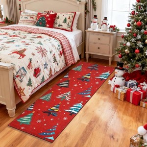 Christmas Tree Area Rug, Non-Slip Washable Low Pile Carpet for Living Room, Dining Room and Bedroom Holiday Decor - 1 of 4
