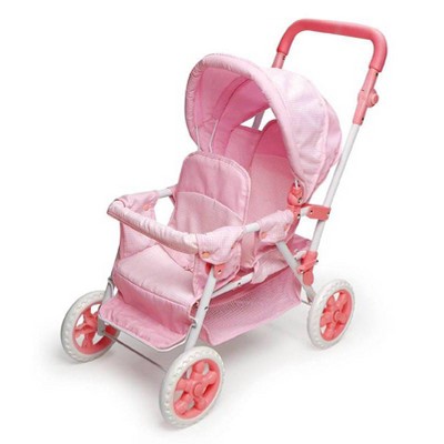 White and store pink pram